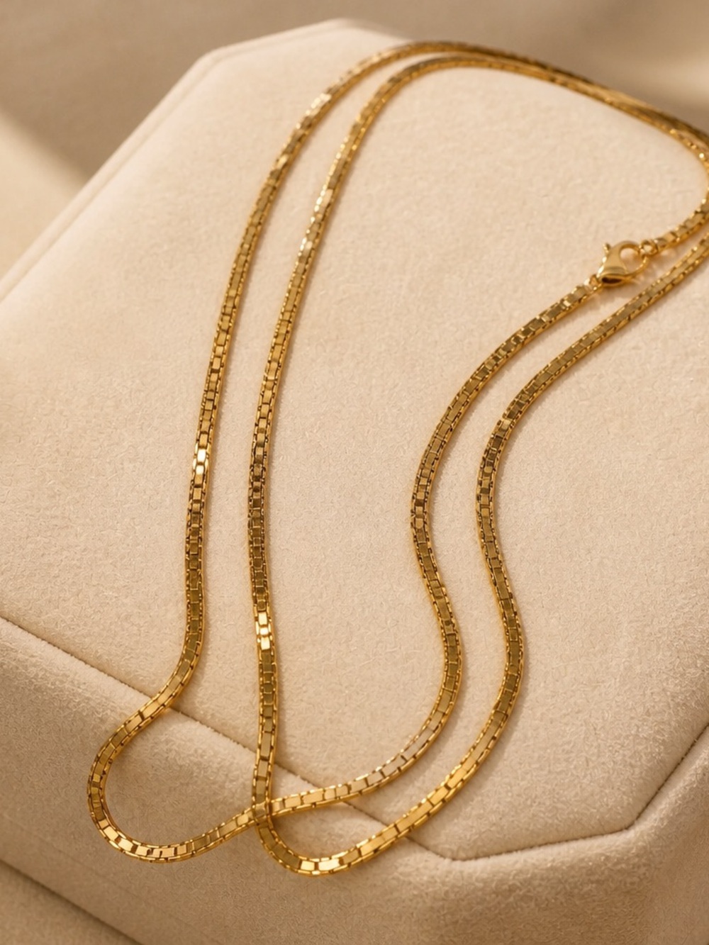 Classic Gold Box Chain Necklace for Women
